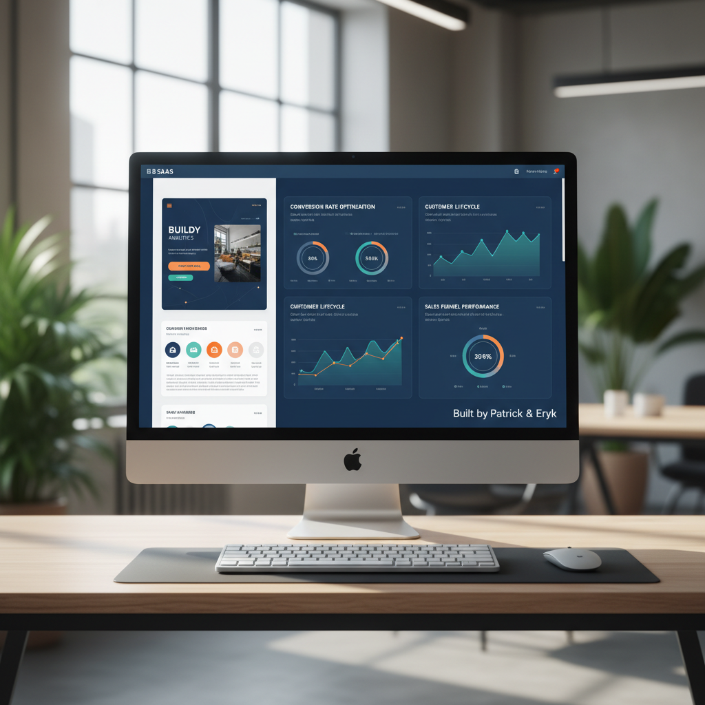 Modern B2B SaaS dashboard met heldere data visualisatie en conversiegerichte landingspagina