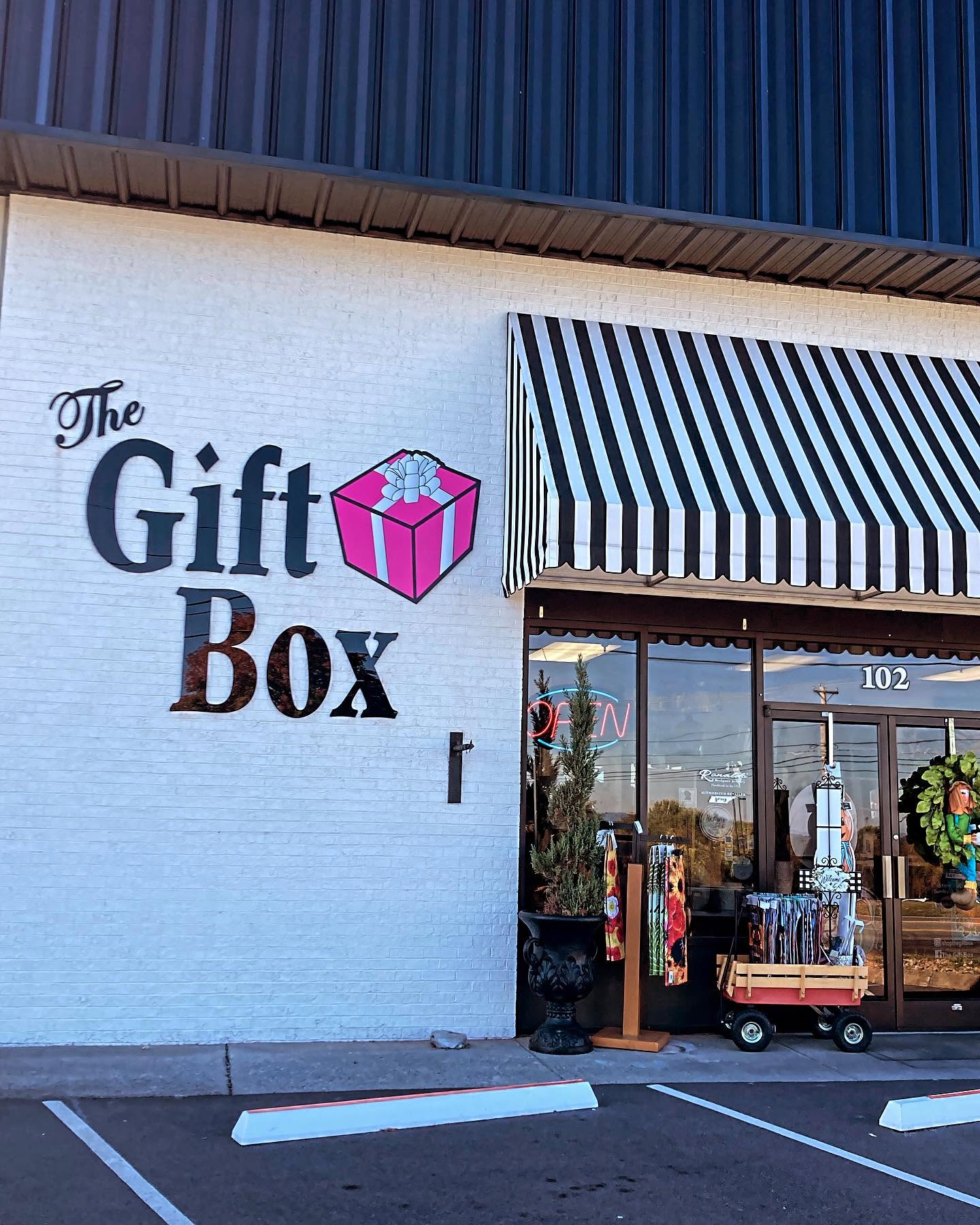 The charming exterior of The Gift Box boutique located at 102 Dillon Ct in Gray, Tennessee