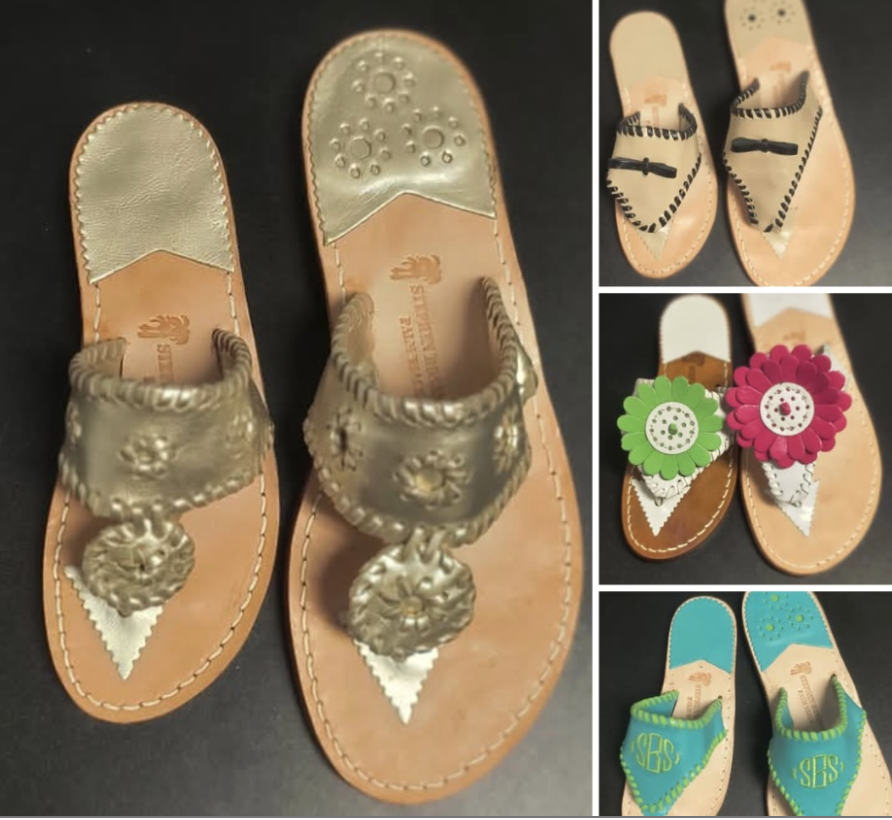 Custom pink whip-stitched leather Palm Beach sandal