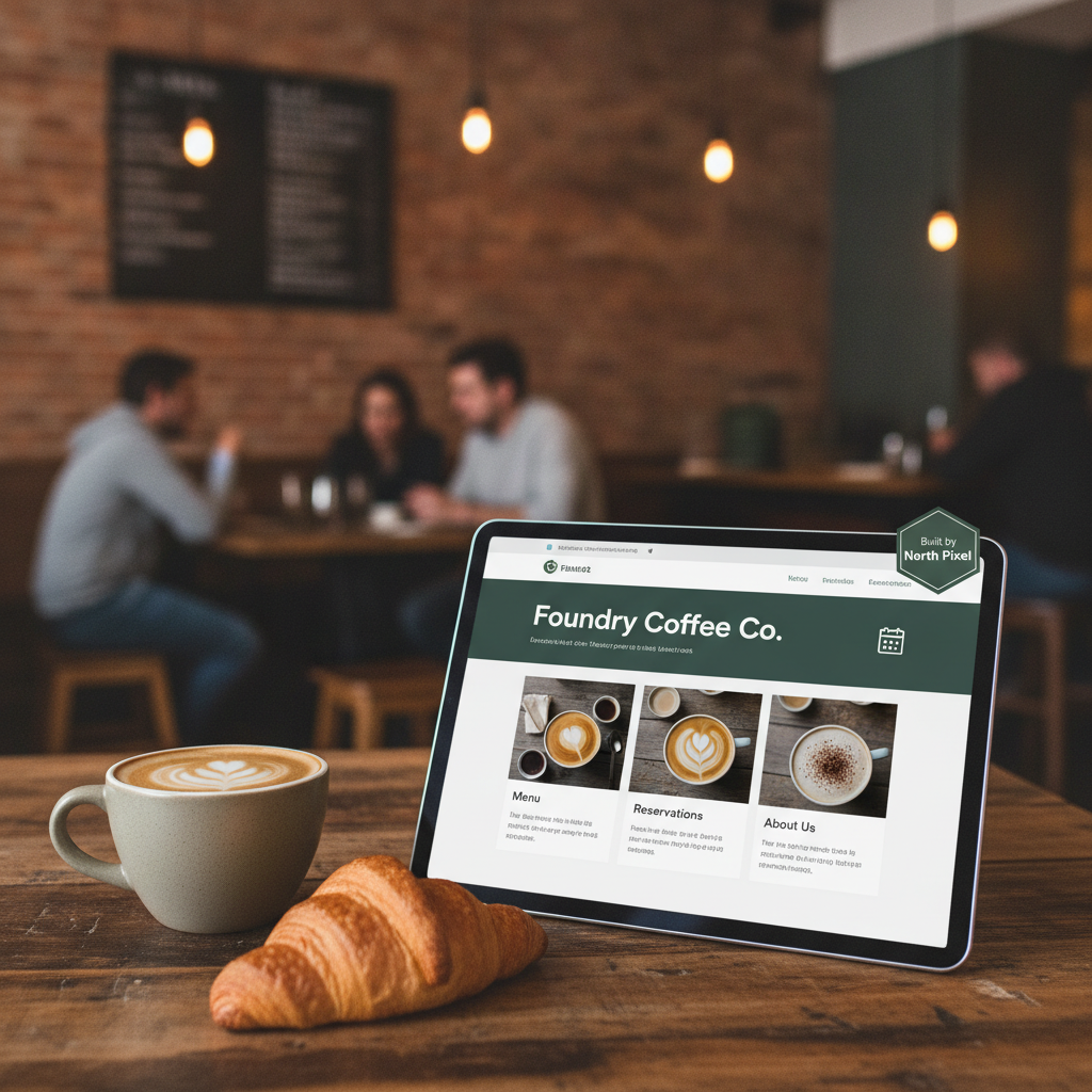 Local cafe restaurant website with warm imagery online menu and reservation system built by North Pixel
