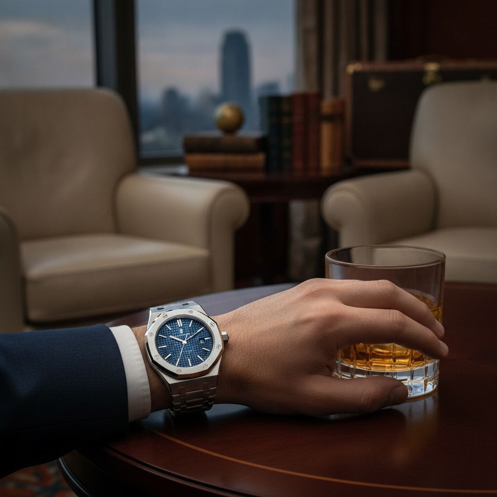 Watch specialist examining a luxury timepiece