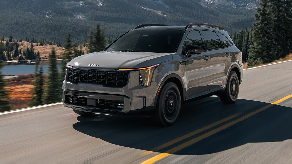 A modern white electric SUV charging at a sleek futuristic charging station with clean minimalist design