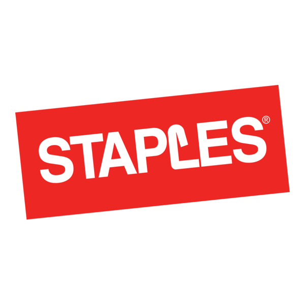 Professional headshot of confident male CEO in navy suit for Staples