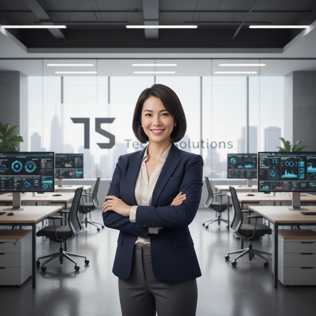 Professional female tech startup CEO in modern office