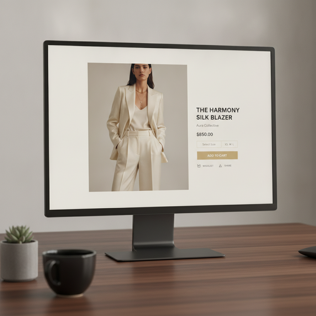 Elegant and clean product page for a luxury fashion eCommerce site