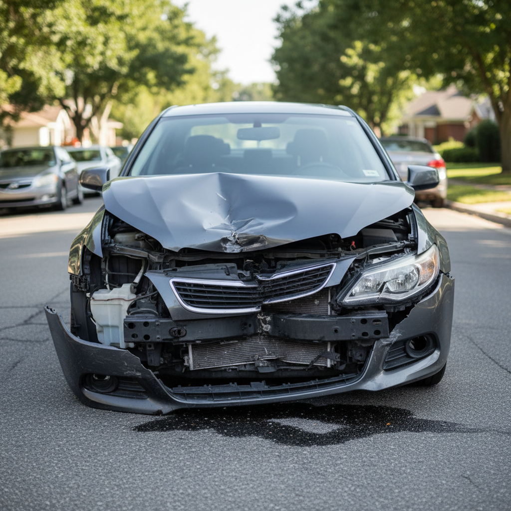 Car with front-end damage