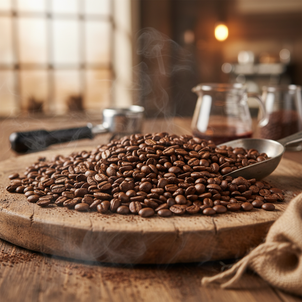 Freshly roasted artisan coffee beans