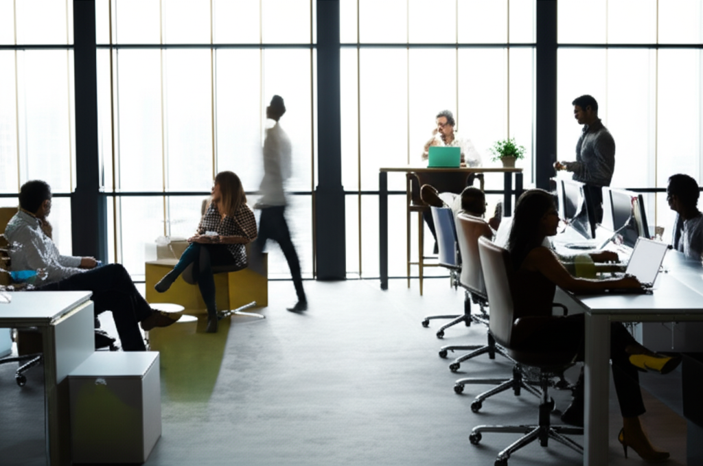 Modern office with financial charts