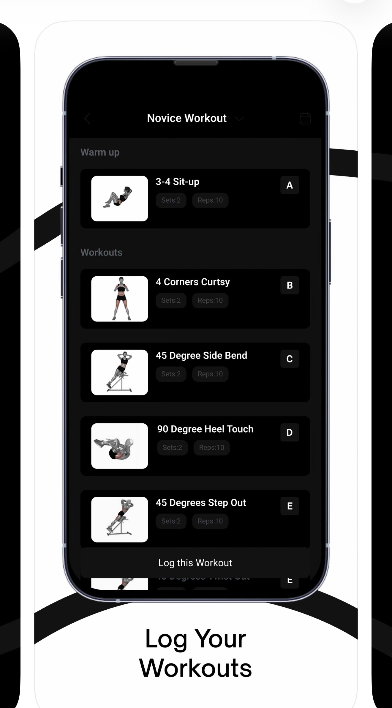 ANZYX app custom training program workout screen with exercises