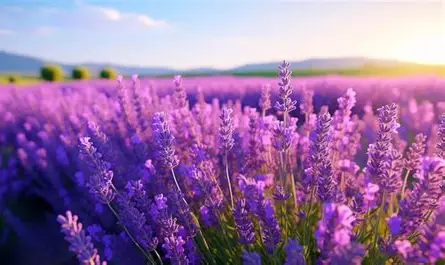 Lush green lavender rows at Broken Heart Lavender Ranch under a sunny sky