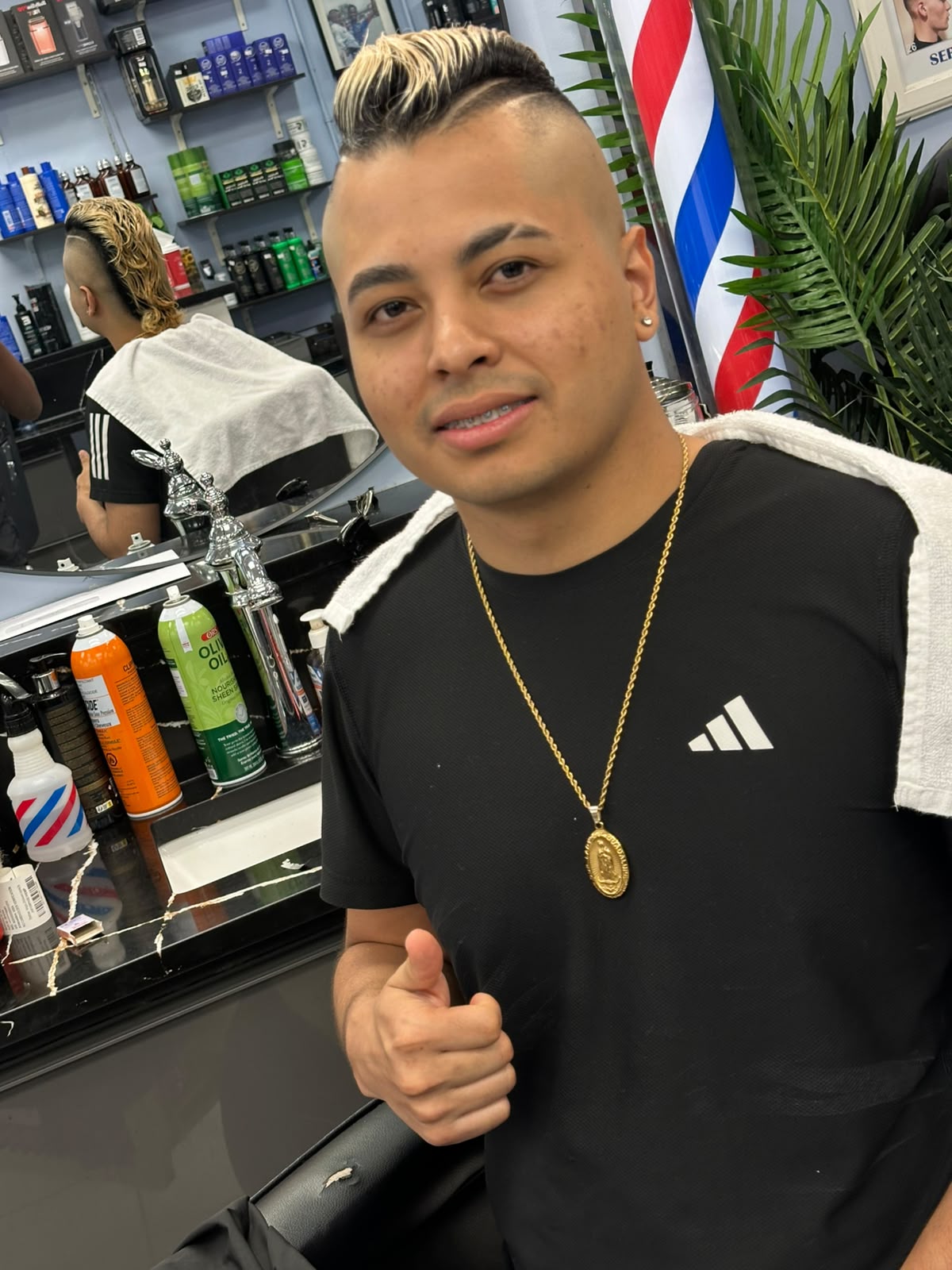 Classic hard side part haircut with razor line at Ambassador Barber Shop Calgary