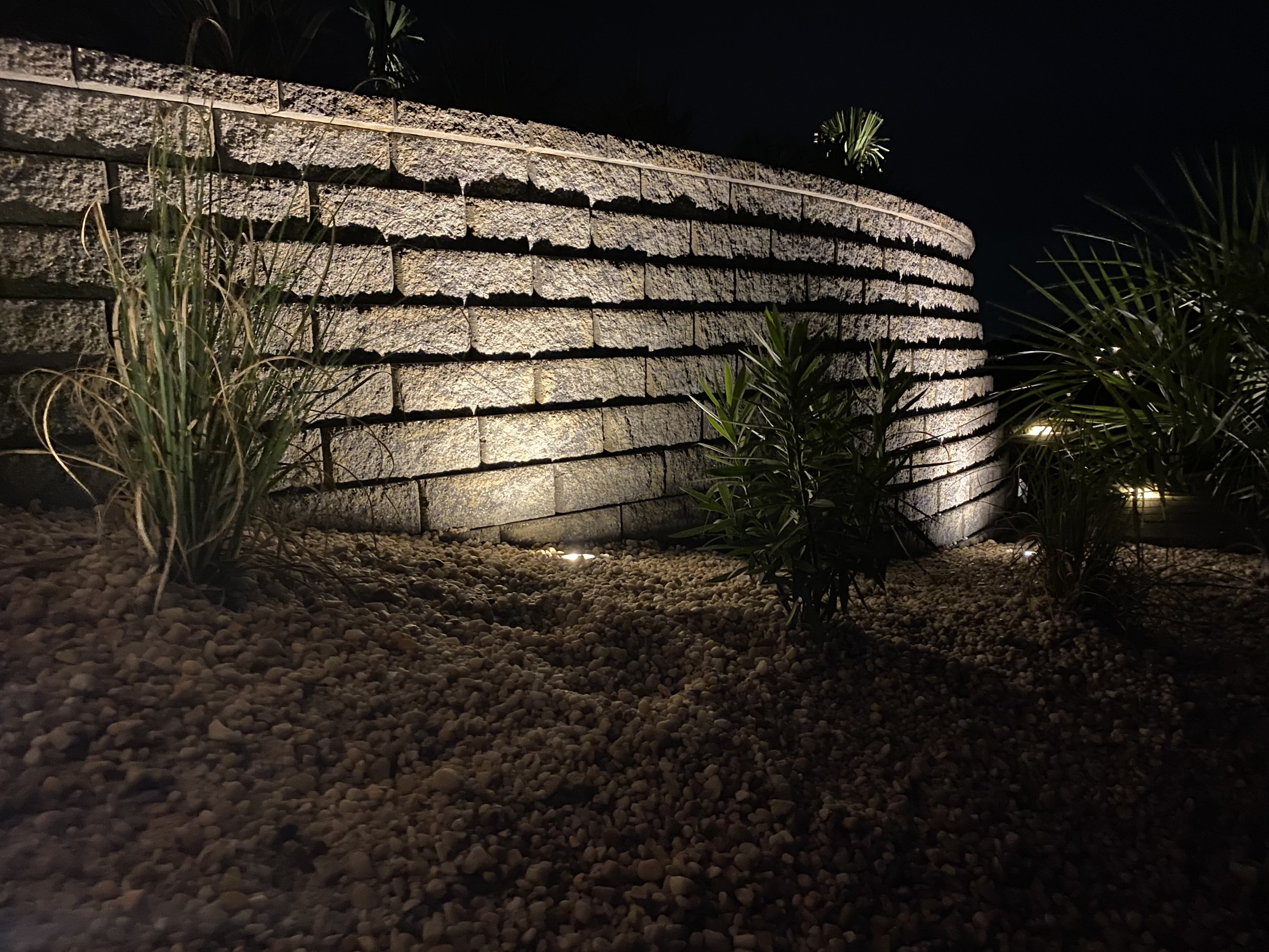 Outdoor entertaining space with warm ambient lighting for evening gatherings