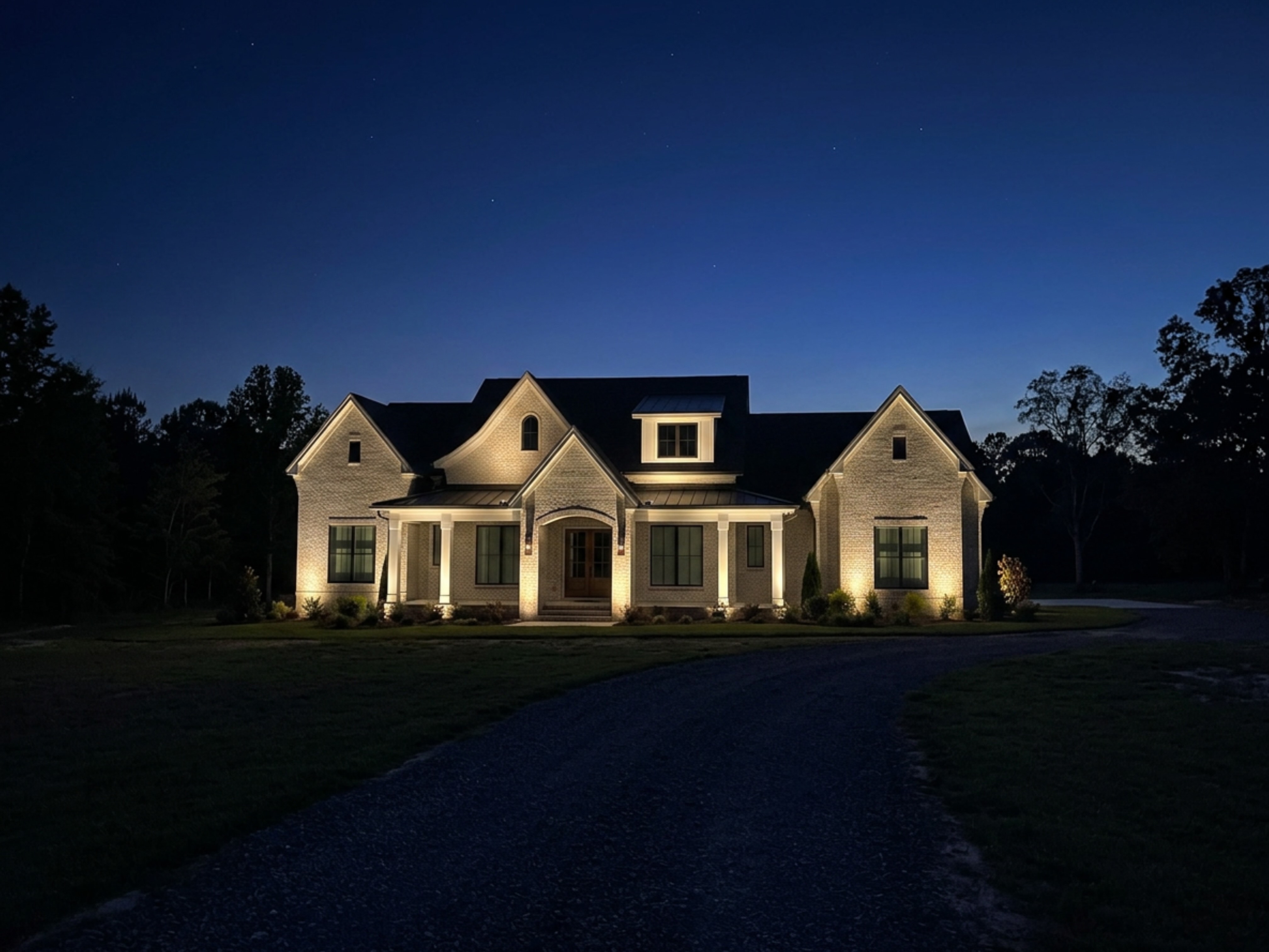 Cedar pergola with integrated ambient lighting over outdoor entertaining space