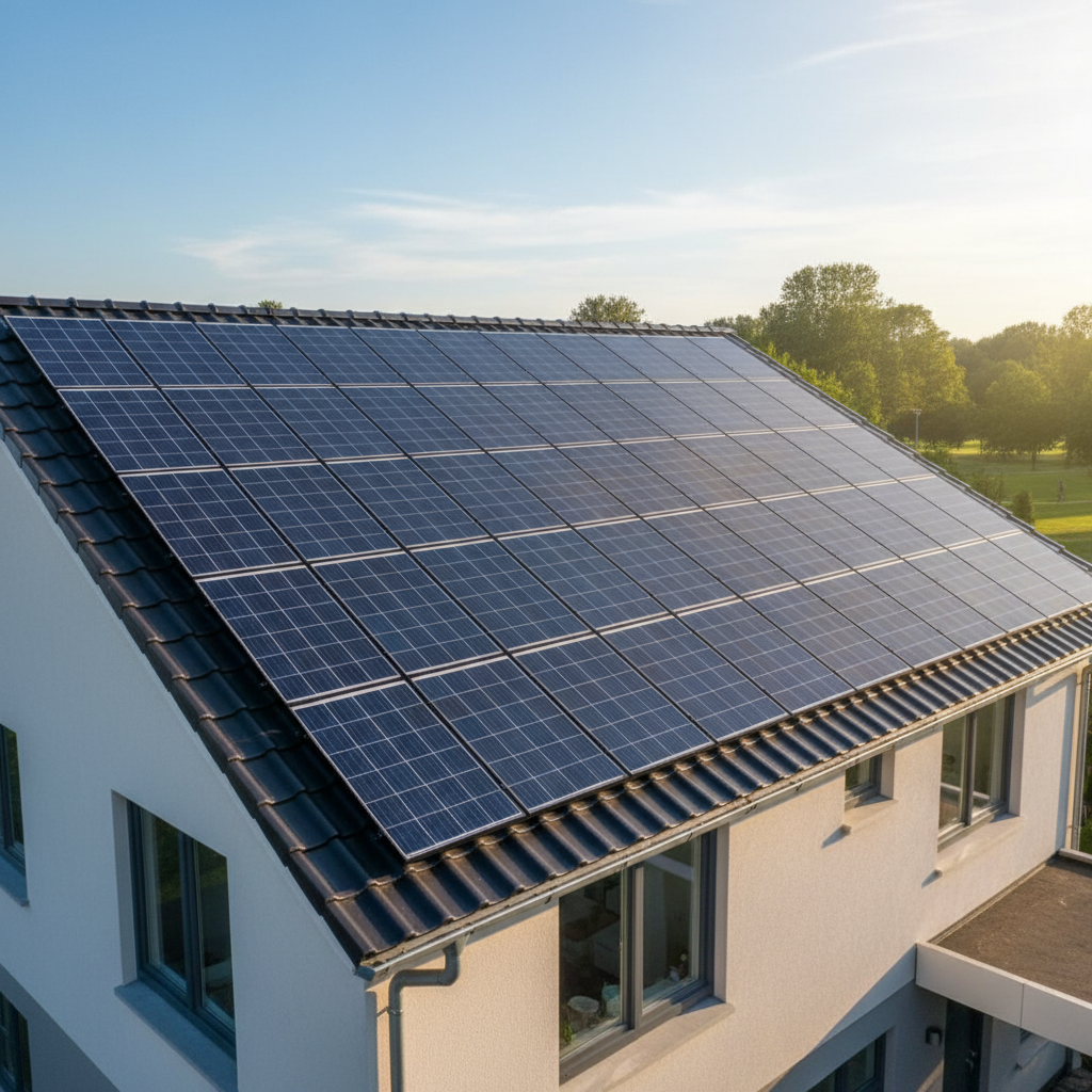Afbeelding van zonnepanelen op een dak