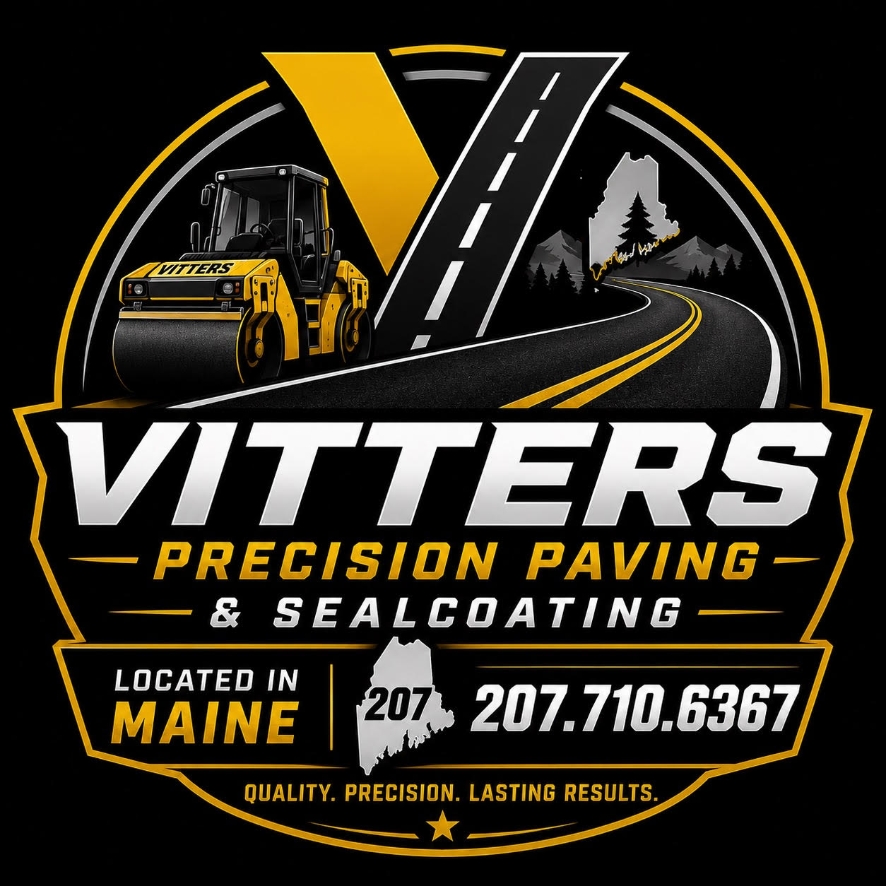 Freshly paved black asphalt driveway by Vitter's Precision Paving