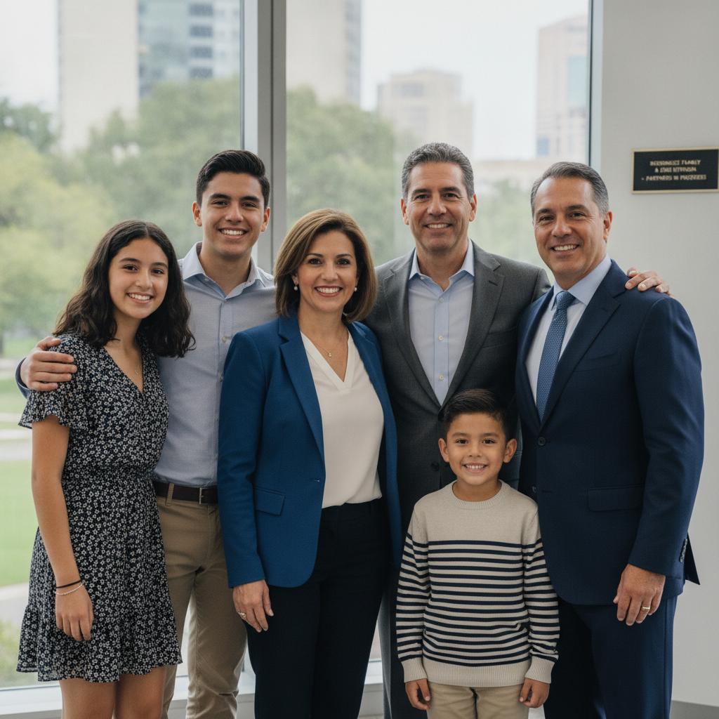 Portrait of the Rodriguez family helped by Jose Estrada