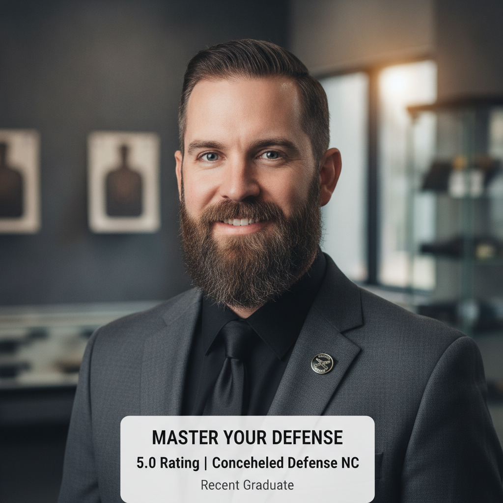 Professional headshot of bearded male NC concealed carry certified graduate