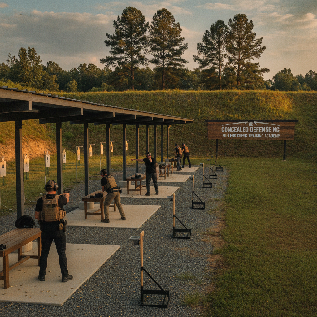 Professional outdoor shooting range facility at Millers Creek NC training academy