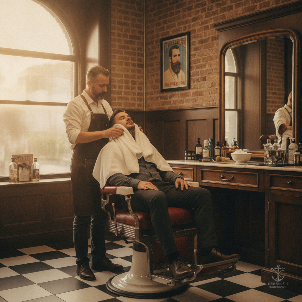 Traditional hot towel straight razor shave experience