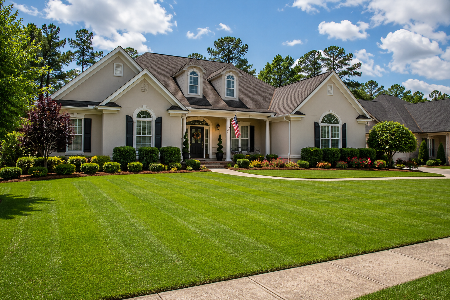Pristine Southern lawn and beautiful landscaping property in the CSRA
