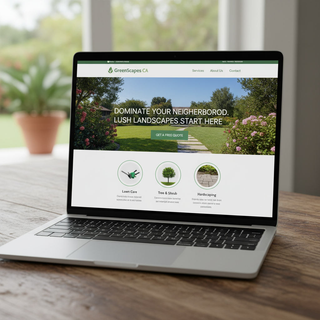 Clean, premium website design for a local landscaping and lawn care service