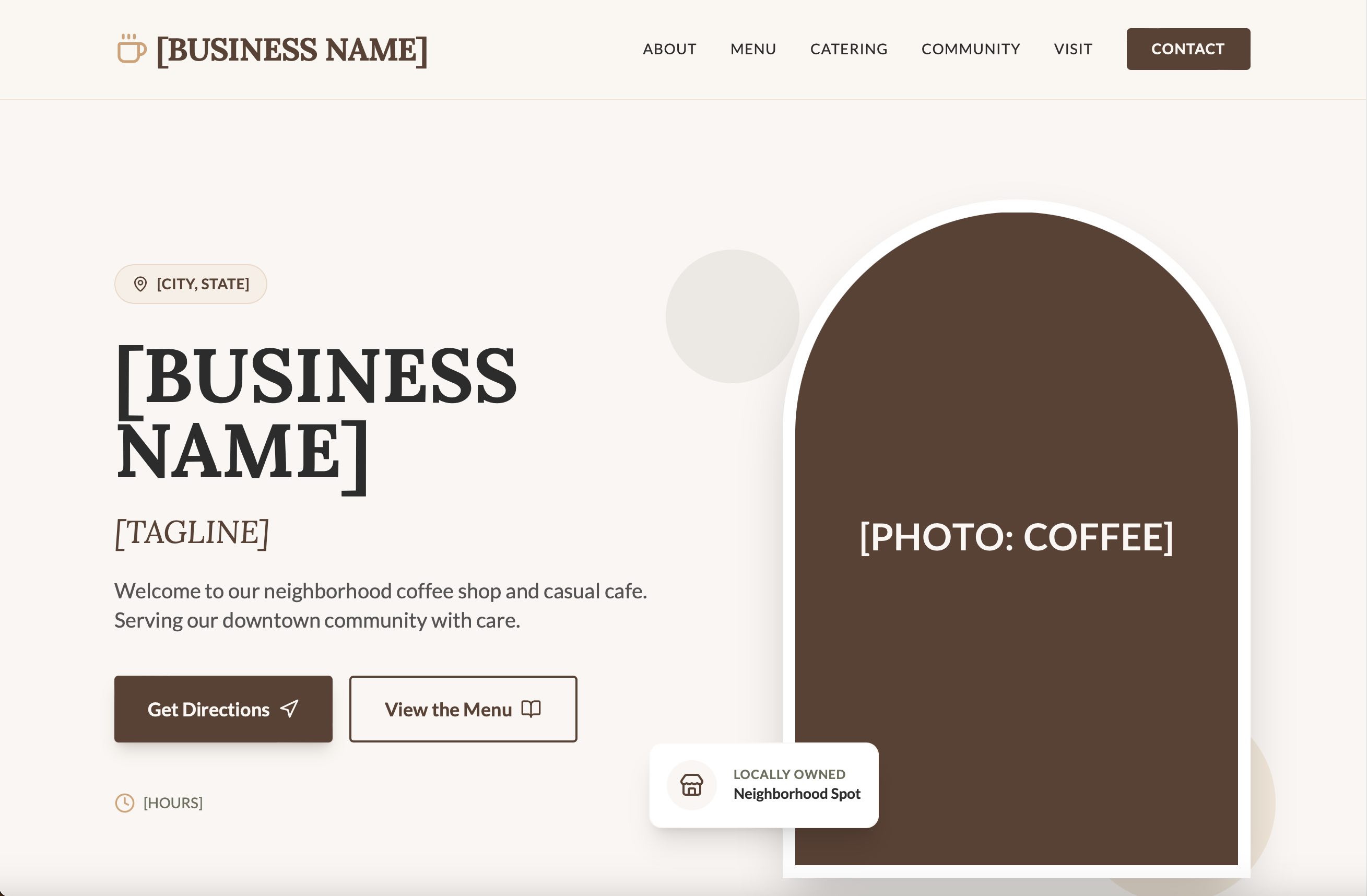 Coffee shop website example