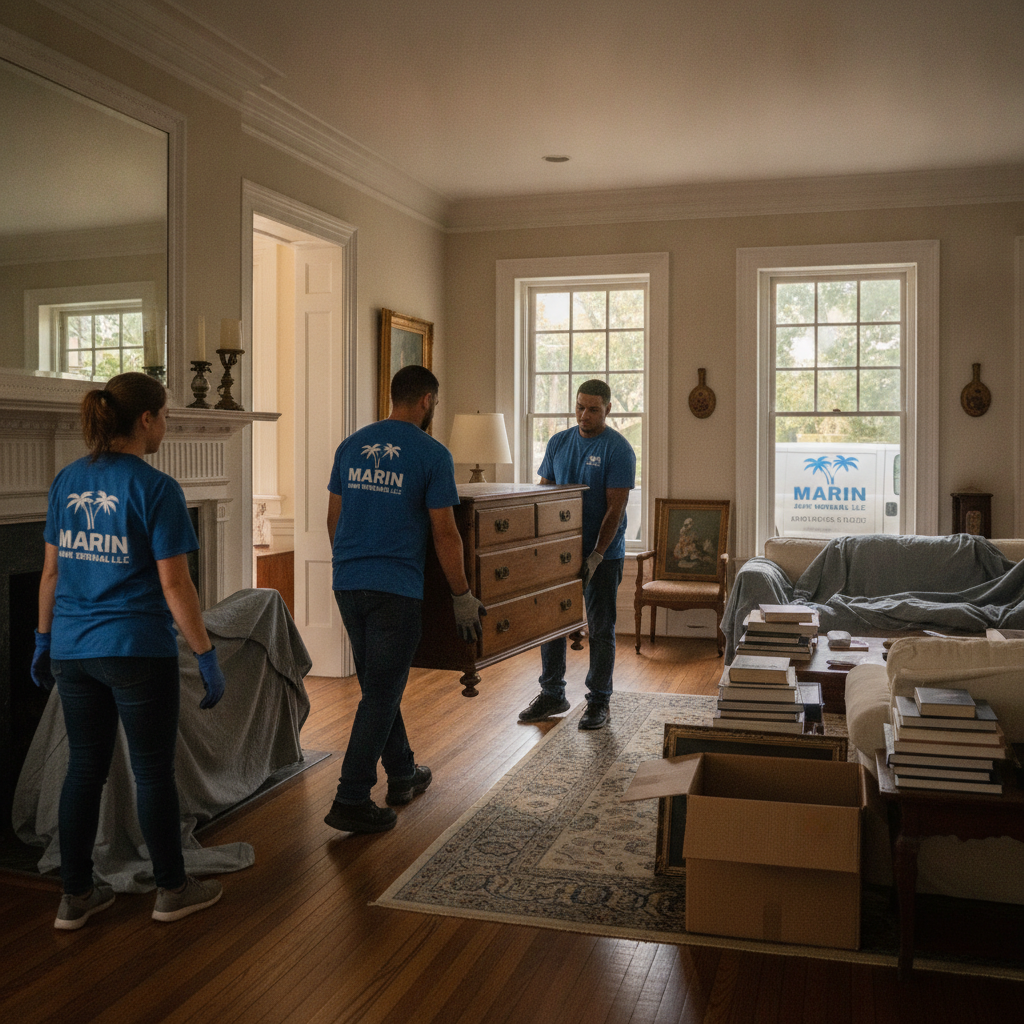Marin Junk Removal team performing a full estate cleanout at a Charleston SC home with respectful careful handling of belongings
