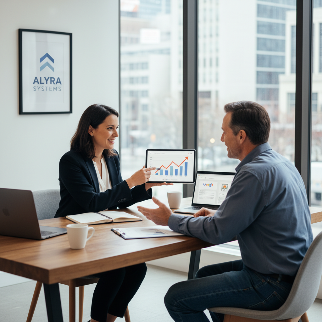Alyra Systems marketing consultant providing clear, honest advice to a local business owner