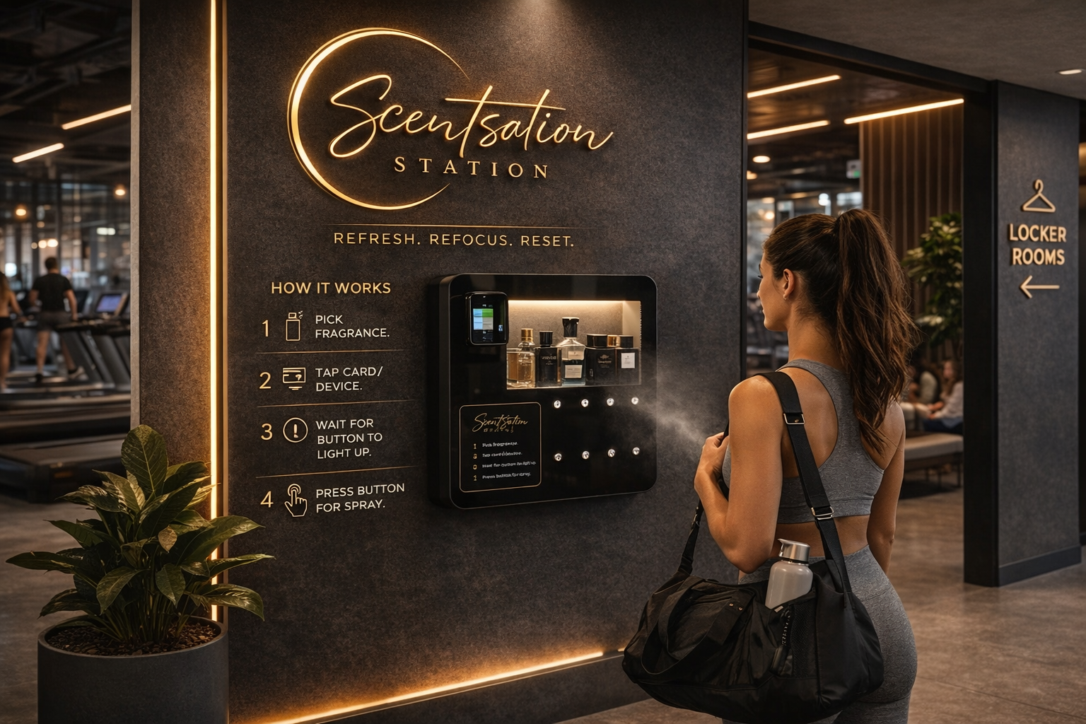 Guest using fragrance station