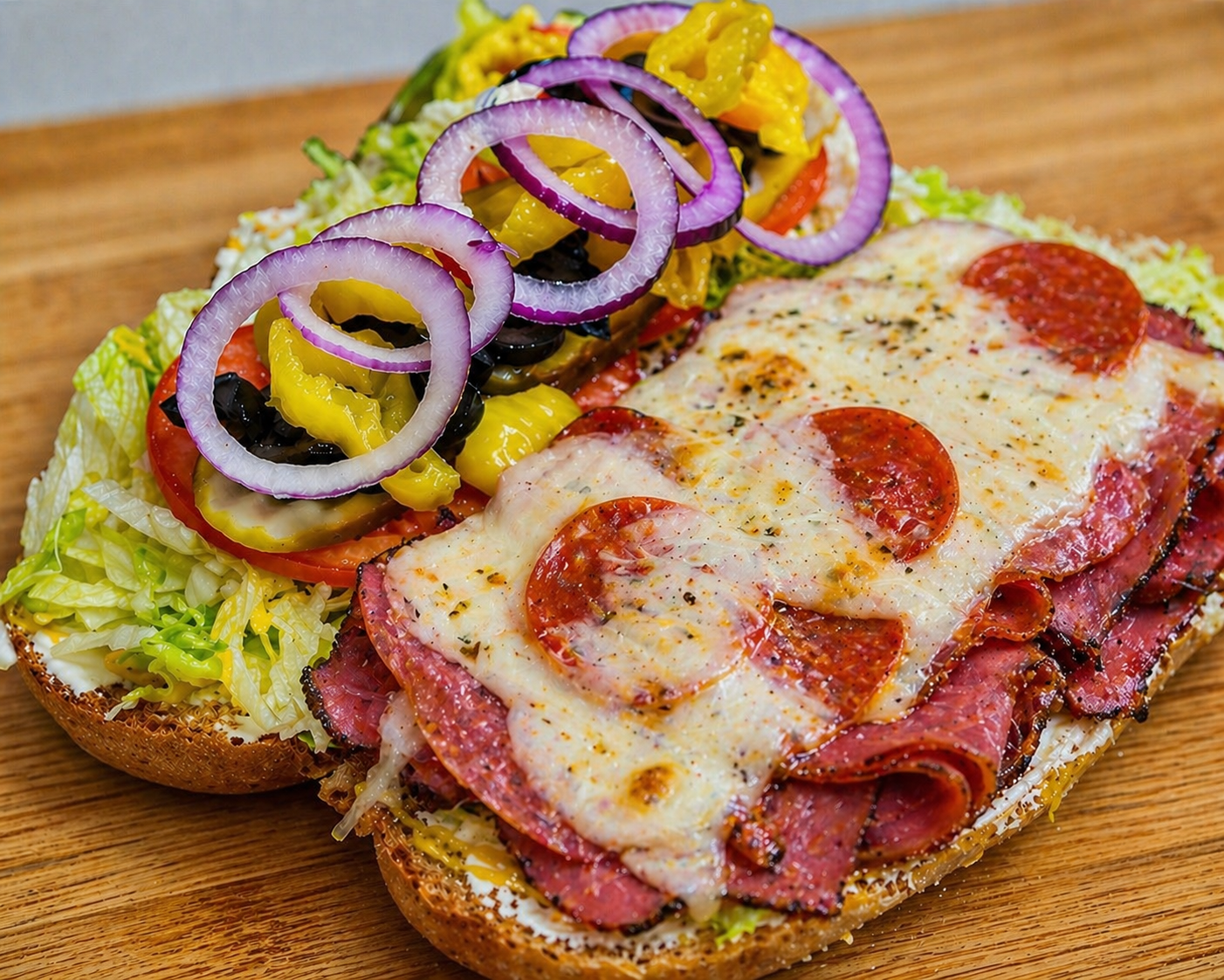 Golden grilled cheese sandwich with melty premium cheeses on buttery toasted bread