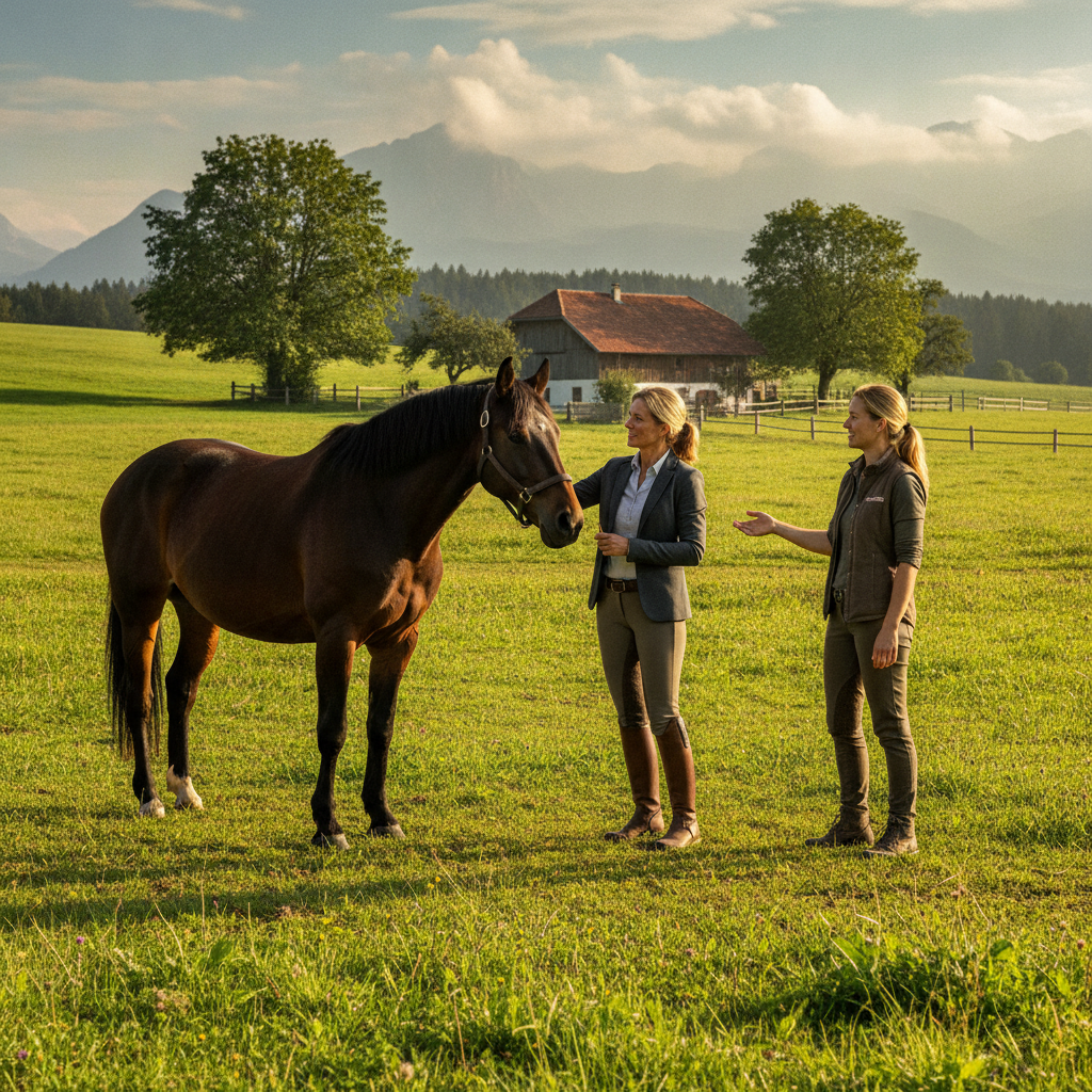 Führungskraft beim pferdegestützten Coaching in der Natur