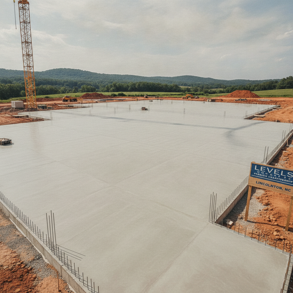 Solid commercial concrete foundation for a new building in North Carolina