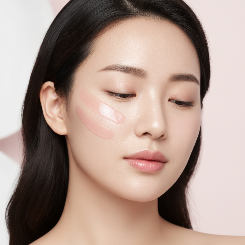 Medicube PDRN Pink Collagen Volume Multi Balm stick on soft pink background with petals