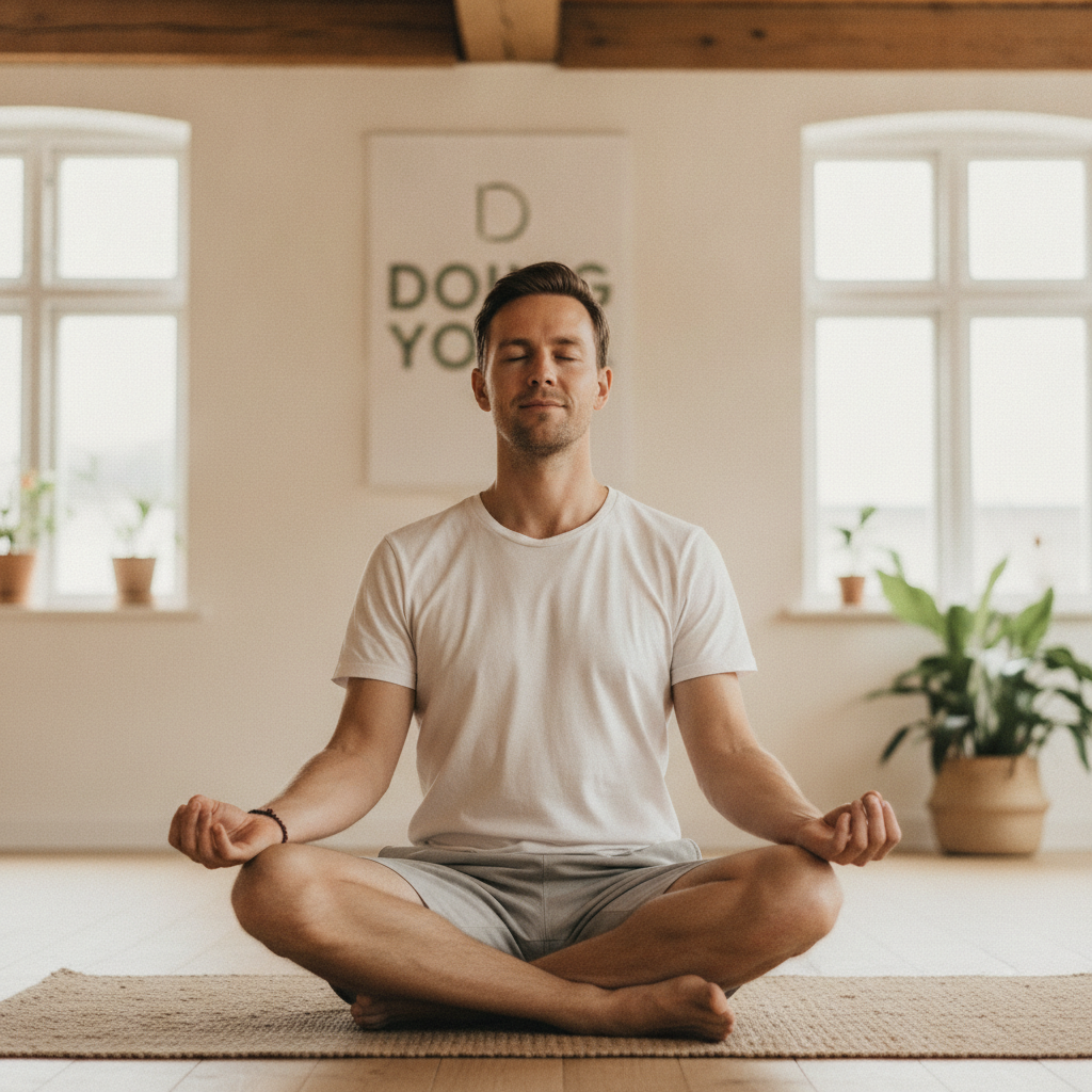 Portræt af Mikkel S, en begynderelev hos DOING YOGA, ser rolig og centreret ud