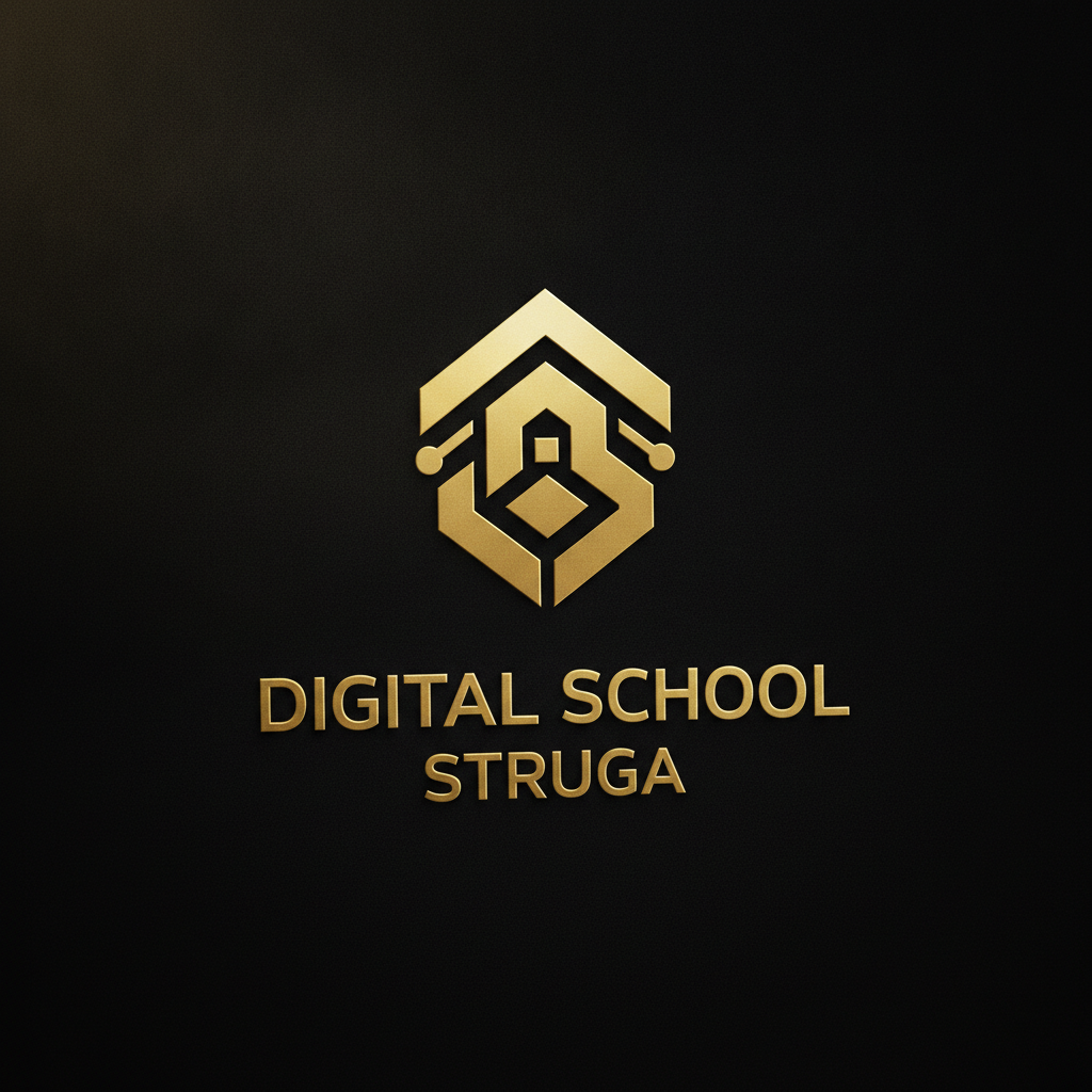 Digital School Struga official logo mark in gold on black background