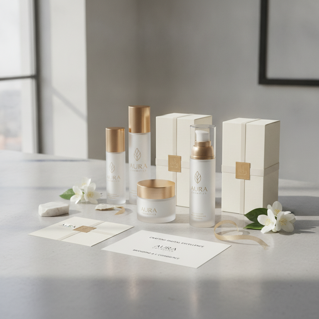 Elegant branding and packaging design for a luxury skincare line