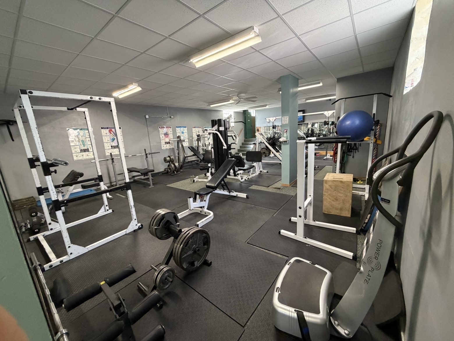 Heavy lifting zone with squat racks and heavy free weights
