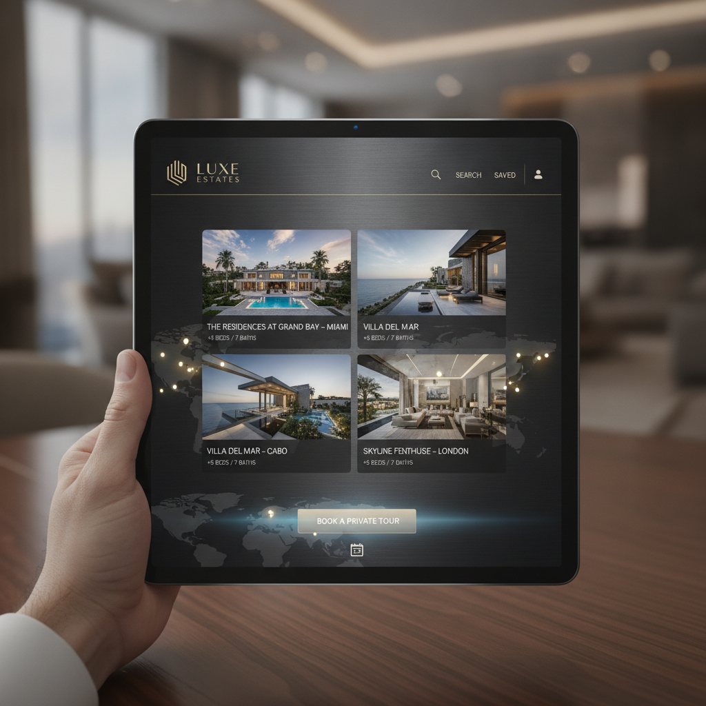 Sleek user interface for a luxury real estate booking platform