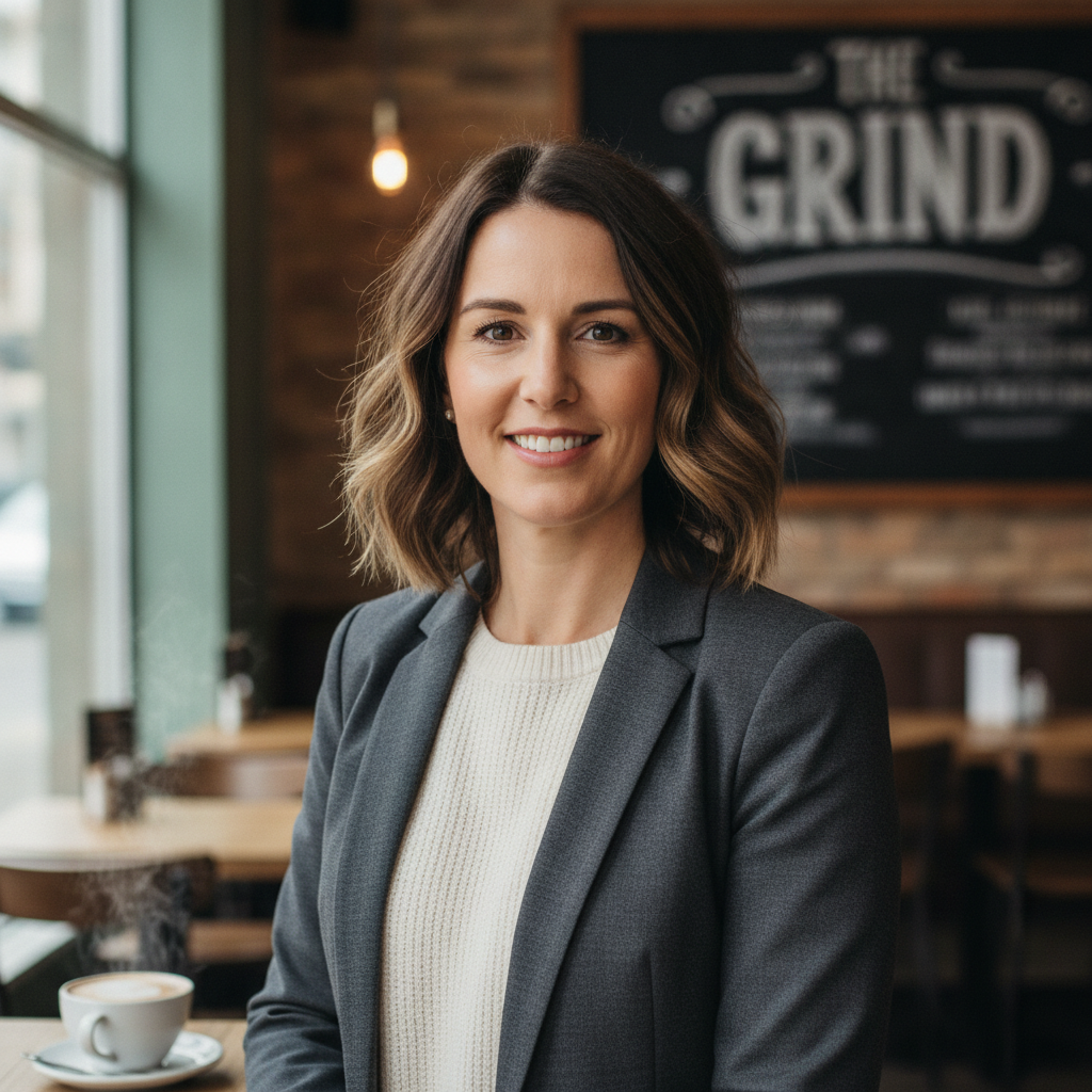 Headshot of Sarah Brown, owner of a Glasgow cafe.