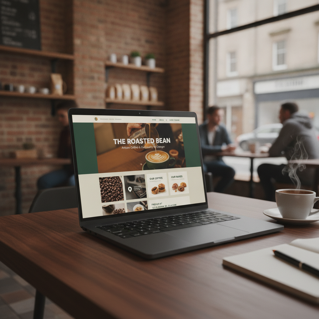 Modern website design for a stylish artisan coffee shop in Glasgow.