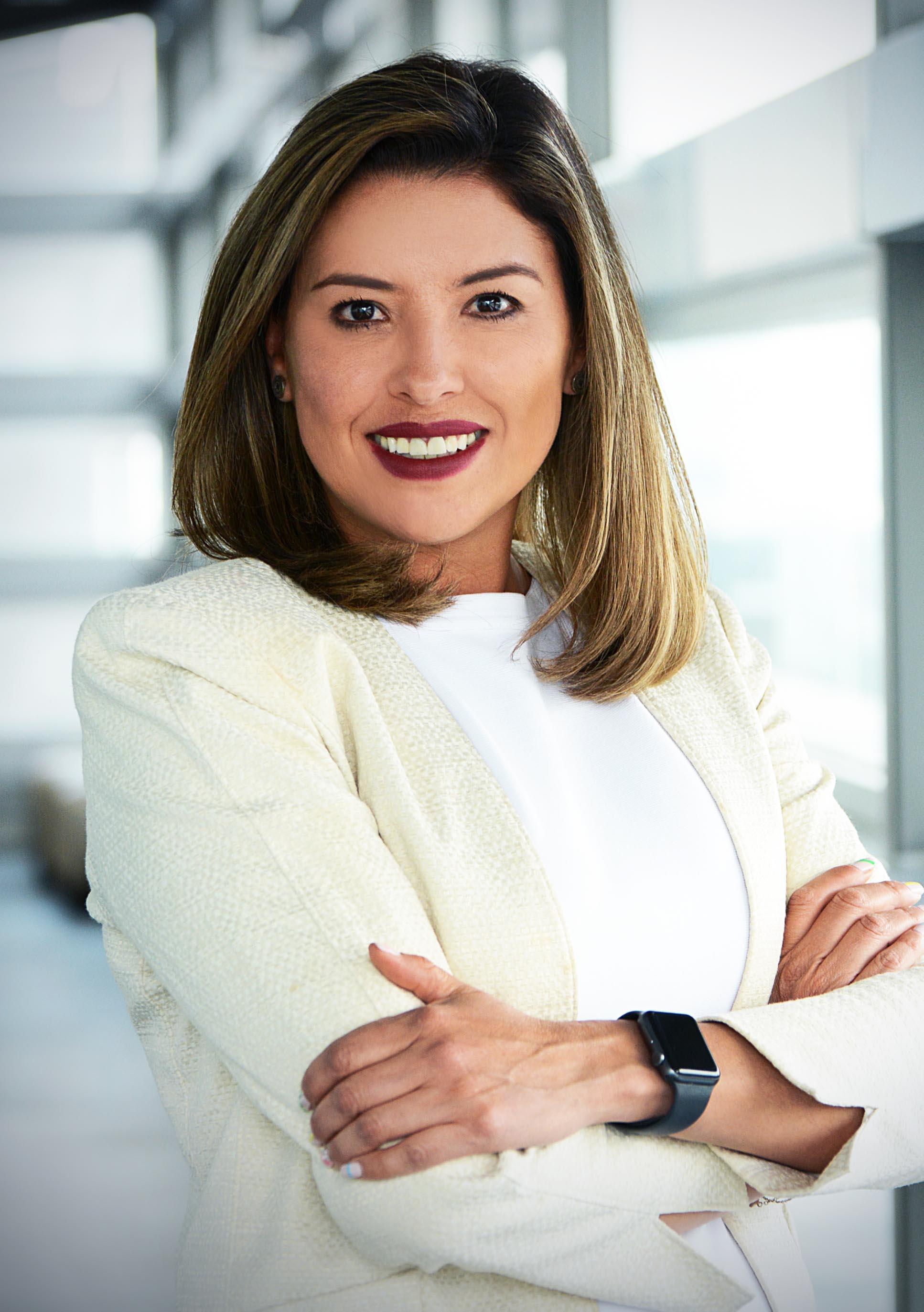 High-end professional cut-out portrait of Jessica Avila executive HR career strategist with soft edge background removal premium studio lighting