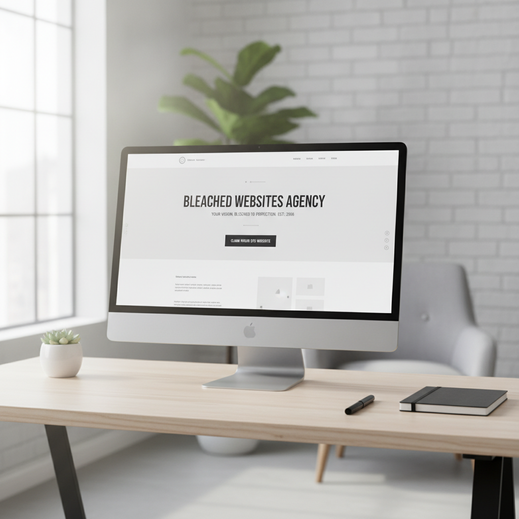 Sleek, minimalist custom website design mockup created by Bleached Websites