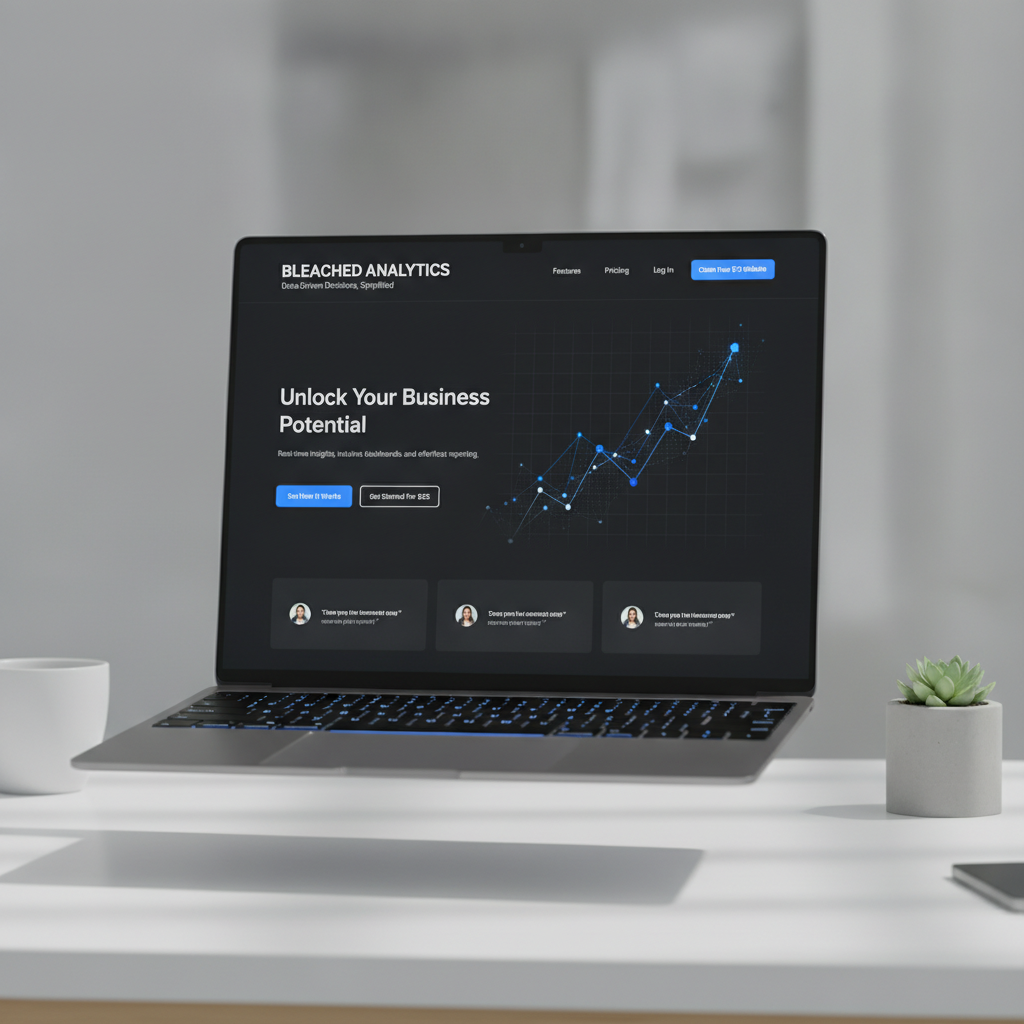 Sleek and modern landing page for a software-as-a-service product with dark mode UI elements.