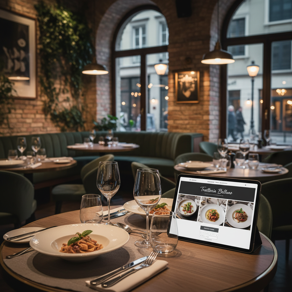 Elegante restaurant website met sfeervolle visuals en online reserveringen