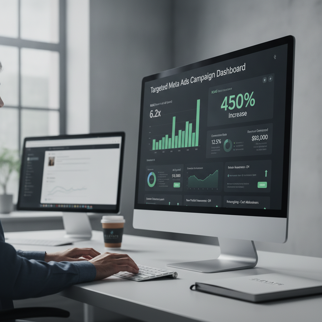 Targeted Meta Ads Campaign Dashboard showing high ROAS