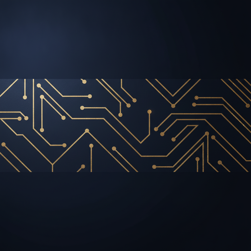 Luxurious dark navy abstract geometric pattern with subtle gold accents representing premium web development craftsmanship