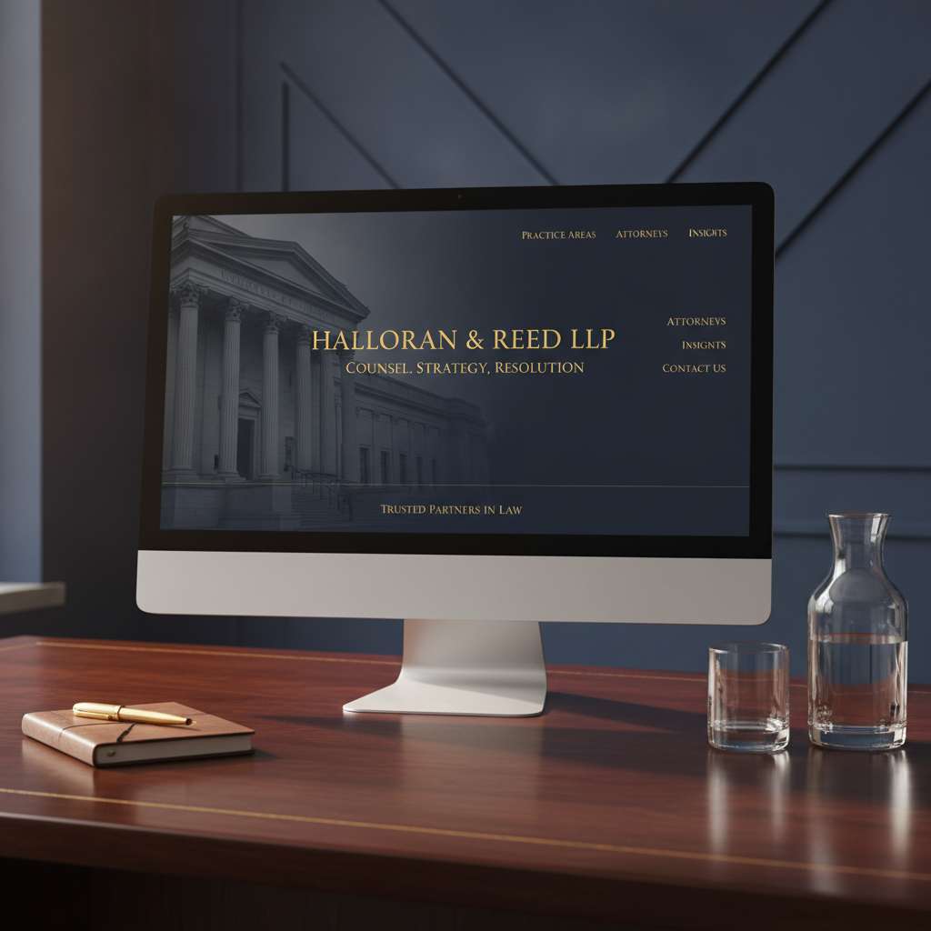 Premium law firm website with classy typography and navy background