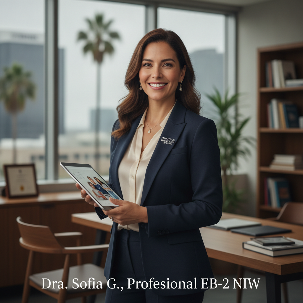 Dra. Sofia G., Profesional EB-2, cliente satisfecho de Heritage Migration