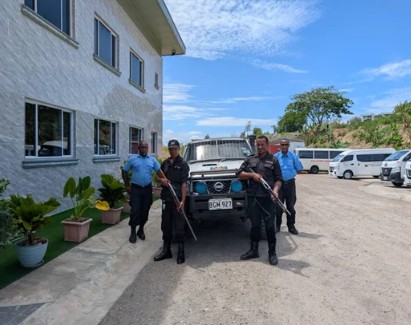 Armed security officer on patrol