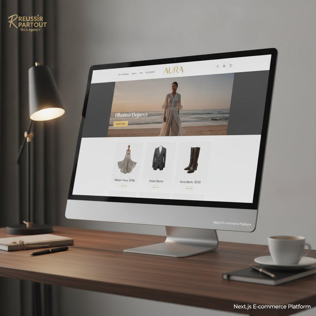 A screenshot of a modern and sleek e-commerce website for a fashion brand